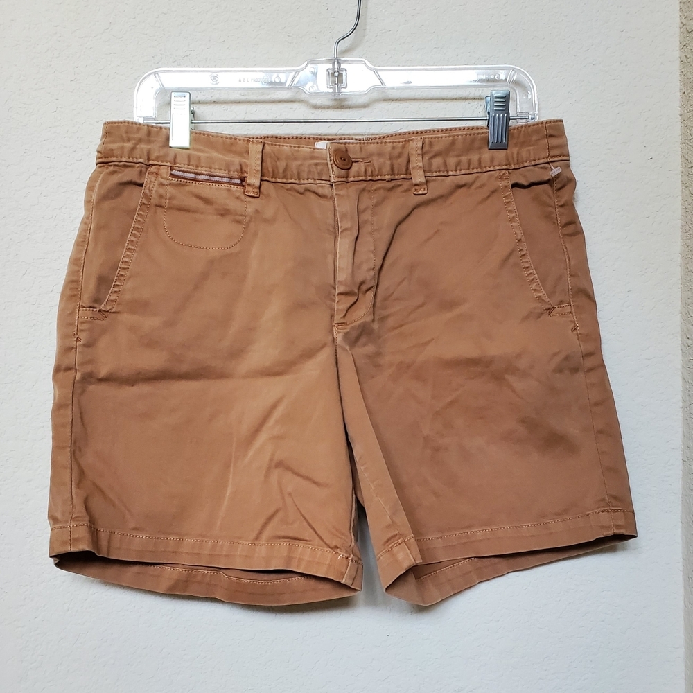 Anthropologie Chino Brown Flat Front Shorts.  Size 28